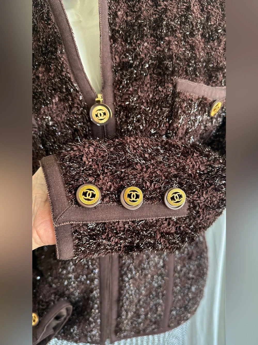 Jacket Zipper Front Chocolate Brown 90s collection Stretches Lined Shawl collar